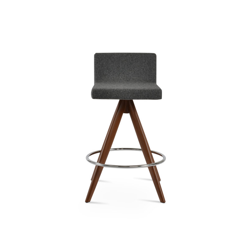 Tabouret pivotant Dallas Pyramid, Gris foncé, Tabouret de comptoir (siège d'une hauteur de 24,5, Naturel