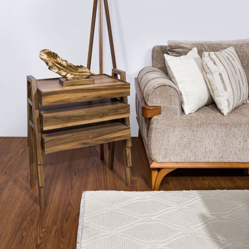 Ensemble de 3 tables gigognes Merinos Elegance, Noyer
