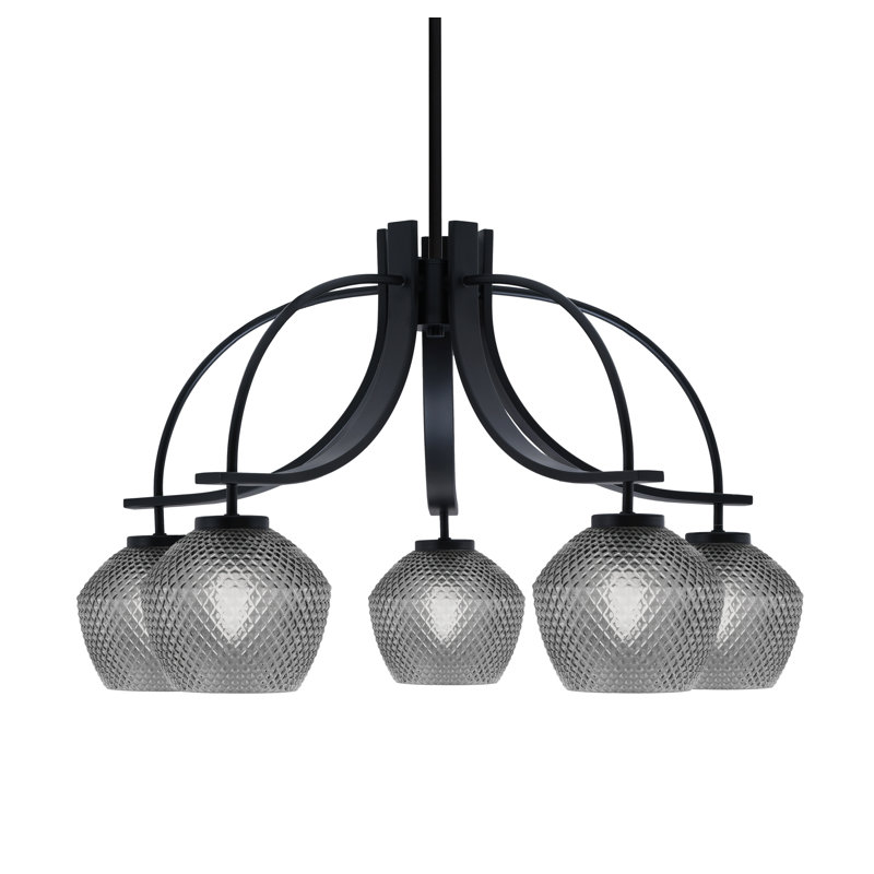 Lustre Cavella Light, Noir mat, H 16,75 po x l 27,75 po x P 27,75 po, 5