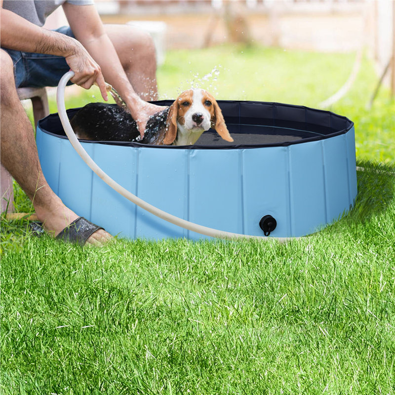 Size Foldable Pet Pool with Repair Patches, Blue, 30cm H x 120cm W x 120cm D