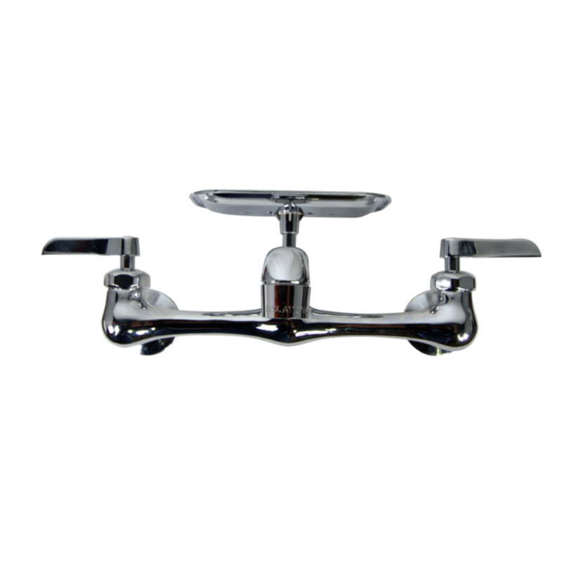 8 Inch Spread Wall Mount Faucet with Soap Dish, Chrome