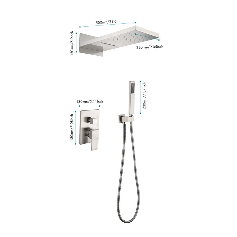 Système de douche avec valve brute, Nickel brossé