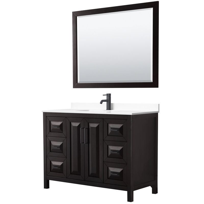 Daria 48'' W Single Vanity, Dark Espresso, White Cultured Marble, Polished Chrome