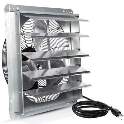VENTISOL 20 In. Shutter Exhaust Fan, Wall Mounted with 1.65M Power Cord 3500 CFM, For Greenhouse, Garage, Barn Ventilation