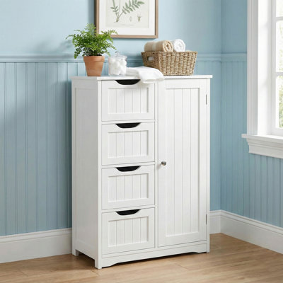 Armoire de rangement pour salle de bain avec tablette ajustable, blanc