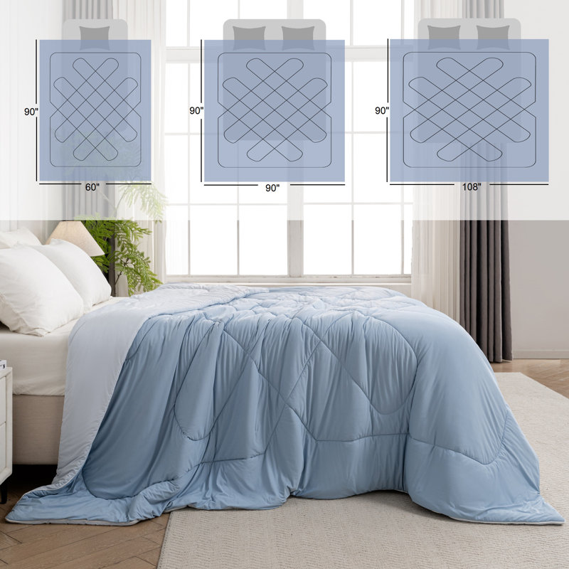 Édredon à double face rafraîchissant pour les dormeurs chauds, Bleu / bleu clair, Lit simple