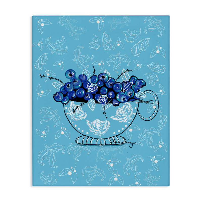 Bleuet vif dans une tasse de thé, conception par Susan Lugar, 20" H x 16" W