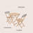 Sitges Coastal 3-Piece Foldable Acacia Wood Outdoor Patio Balcony Bistro Set, Gray Woven Rope Back Chairs in Light Teak Finish