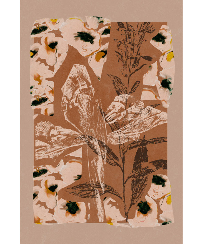 Earthy Floral Collage by Treechild — Floral Wall Art, Tan, Framed Canvas, 32 × 48