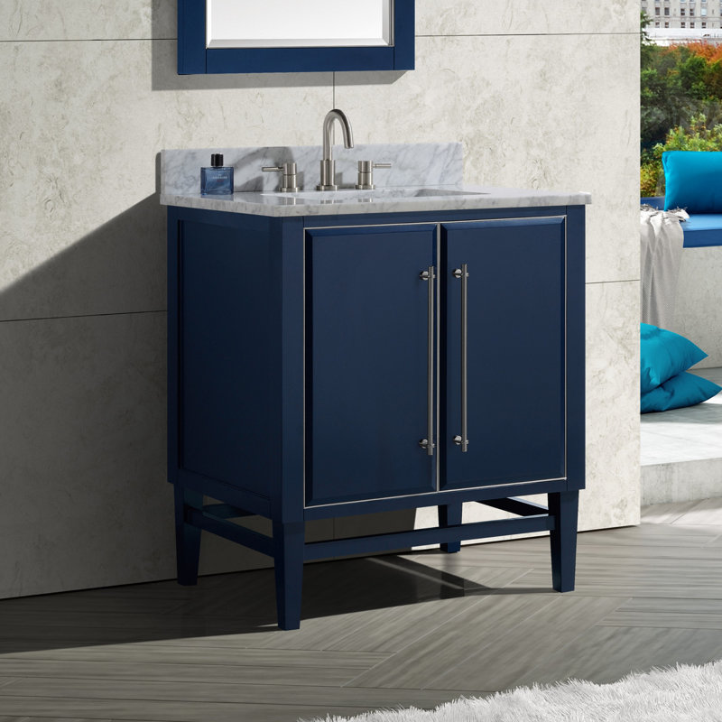 Base de meuble-lavabo simple 30 po Ewen seulement, Bleu marine, Satin