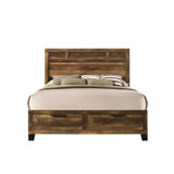Jedriel Hegewisch Extra Large Storage Bed, Rustic Oak Finish (With Drawers)