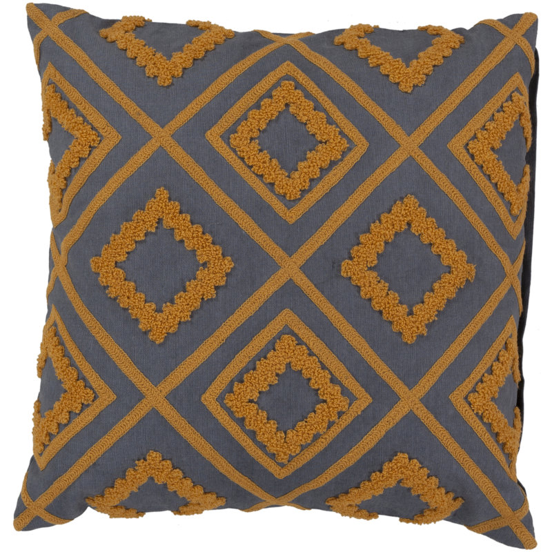 Tribe Global Geometric Cotton Pillow Cover, 22" x 22", Dark Purple/Dark Blue