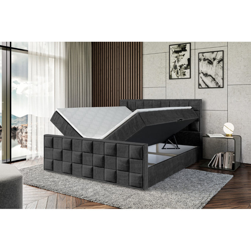 Ryah Divan Bed Set, Black, 160 x 200cm