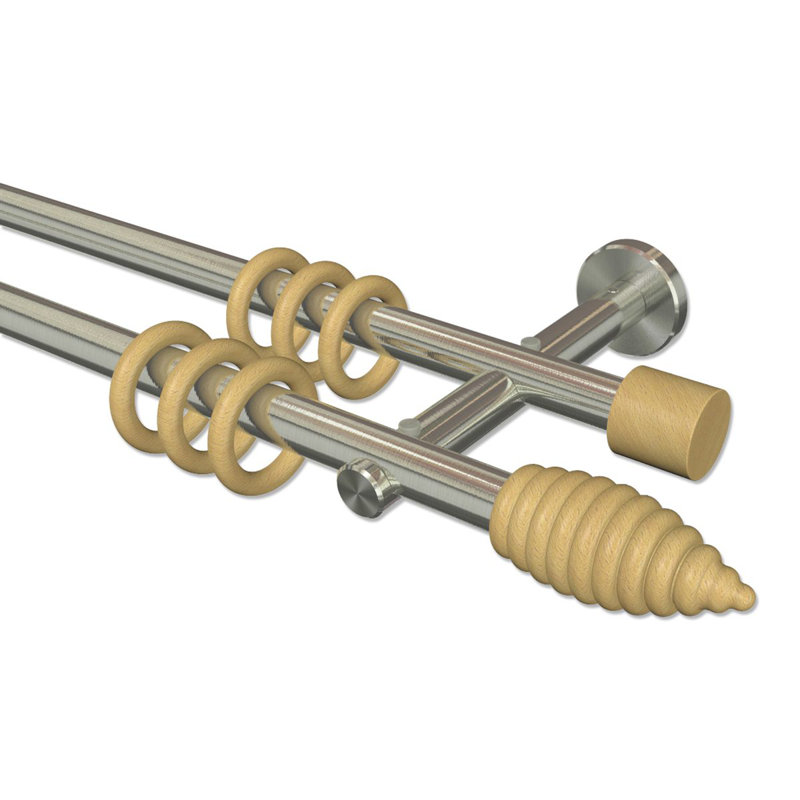 Bedard Adjustable 1.6cm Double Curtain Pole, 5cm H x 280cm W x 15cm D