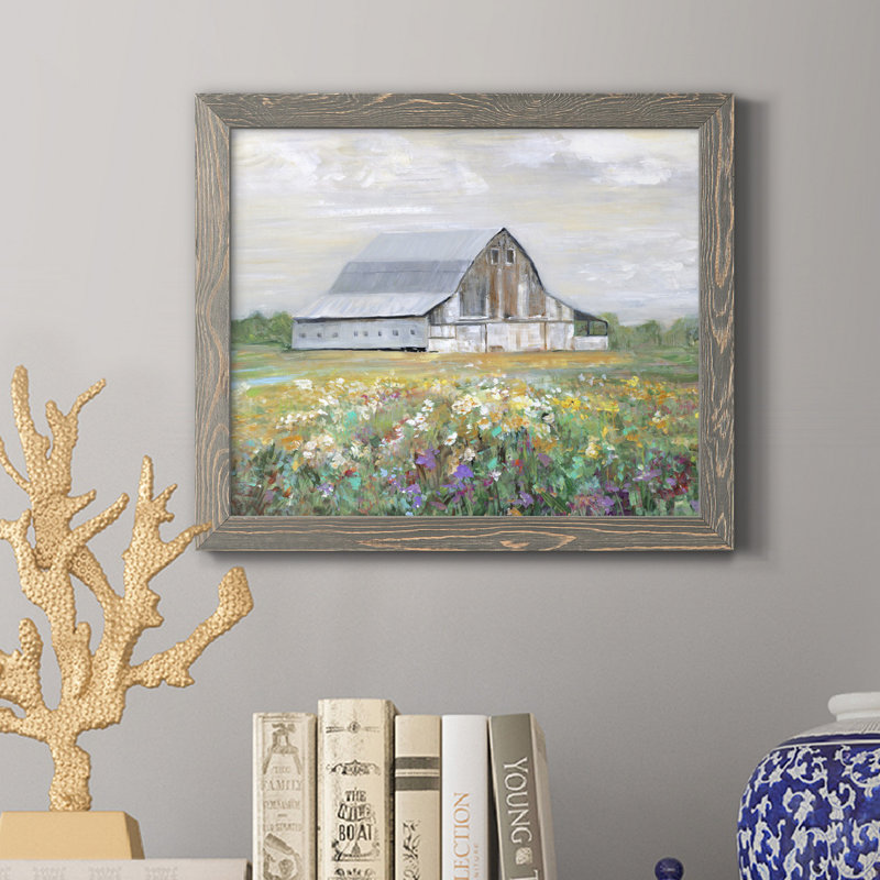 Country Fields - Cadre photo, reproduction d'art sur toile, H 20 po x l 17 po x P 1,5 po, Toile avec cadre gris