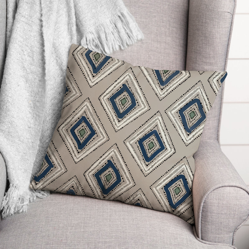 Housse de coussin carrée à losanges d’extérieur, Crème