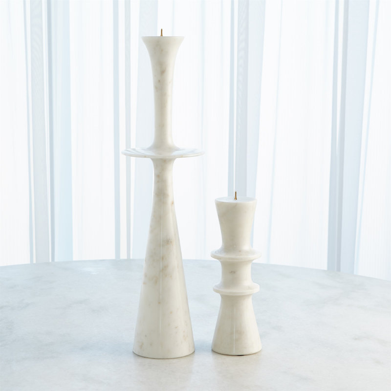 Double Flair Candle Stand, White