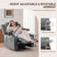 Fauteuil berçant surdimensionné avec accoudoirs réglables et inclinables avec porte-gobelet