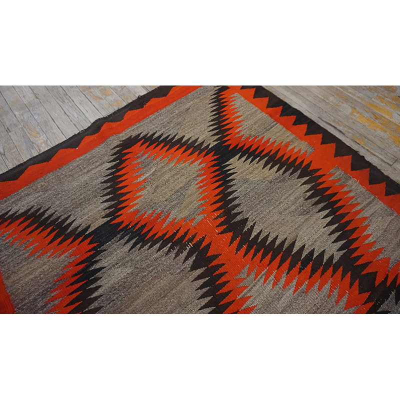 Flatweave Wool Geometric Area Rug in Gray
