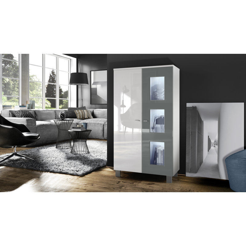 Display Cabinet, Grey/White, With
