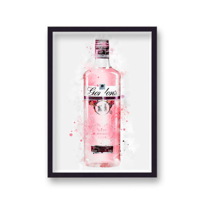 Gin Graphic Splash Gordon's Pink Inspired by Vouvart - Single Picture Frame Print