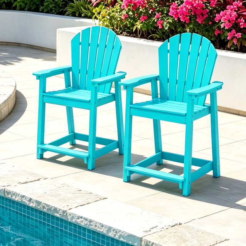 Ensemble de chaises Adirondack en PEHD (ensemble de 2), ensemble de chaises de bar, Sarcelle
