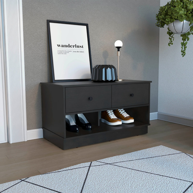 Banc de rangement Uranus, deux tiroirs, deux tablettes ouvertes