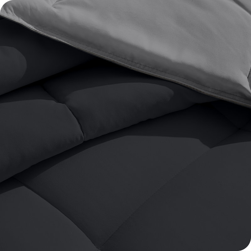 King Size Reversible Taupe and Black Microfiber Bed-in-a-Bag Set