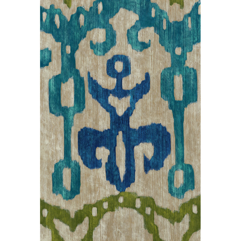 Teal Ikat III 1 Piece Wrapped Canvas Wall Art, 122cm H x 81cm W