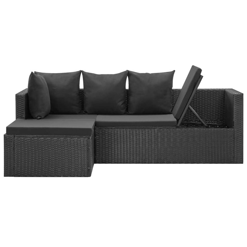 Frey 4 Piece Lounge Chair with Cushions, Black, Black