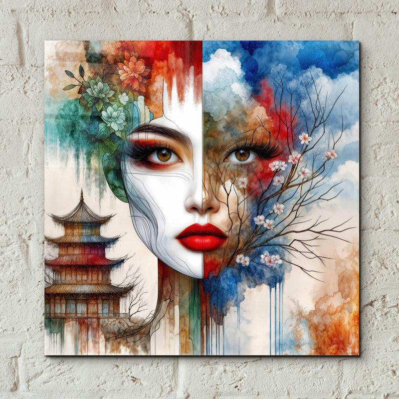 Art mural en verre épique «Blossom Divided» par Rey Klimt, 12 po x 12 po, H 12 po x l 12 po