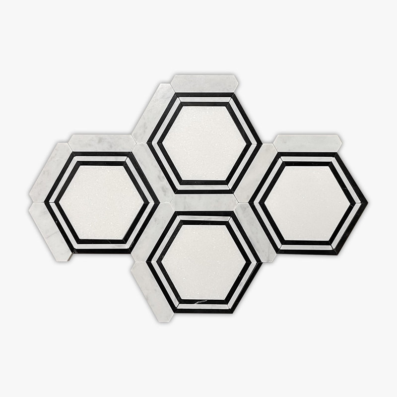 12 in. x 11 in. Honeycomb Glossy Marble Tile