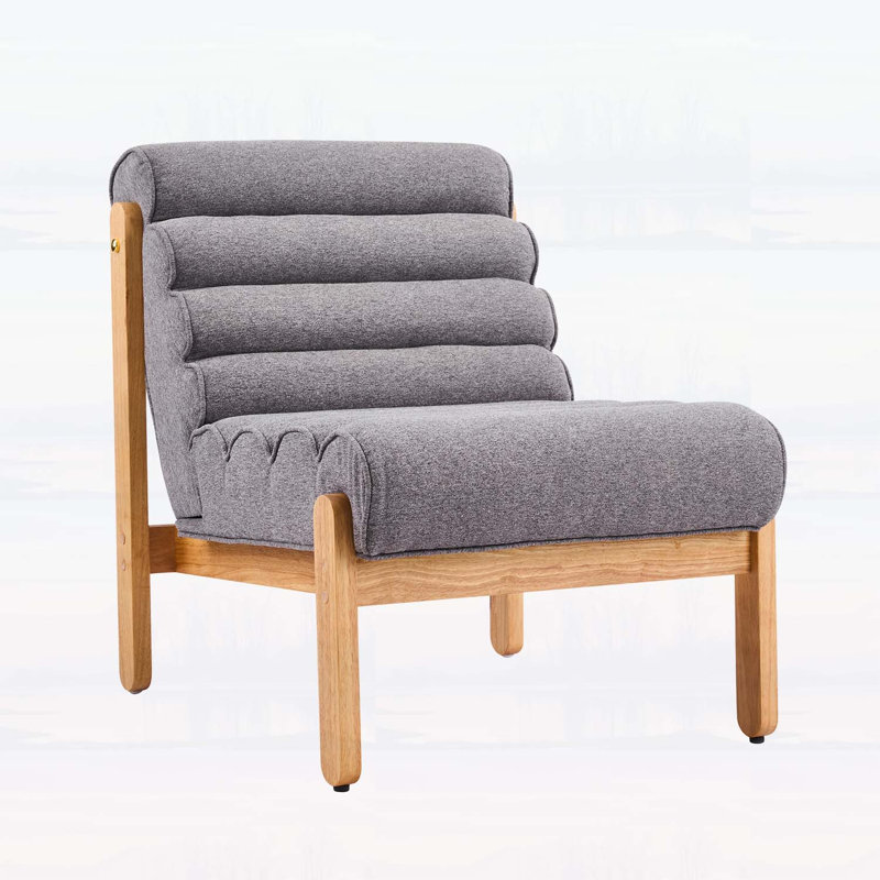 Fauteuil d'appoint Fluffy avec structure en bois, parfait pour des sièges confortables et élégants, Gris foncé