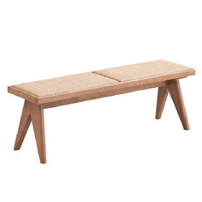 Alinna Bench with Rattan Seat in Natural