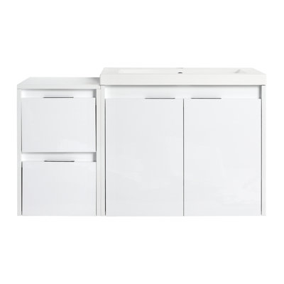 Meuble-lavabo de 36 po avec lavabo en résine, 2 portes à fermeture douce, 1 armoire latérale, fixation flottante, matériau