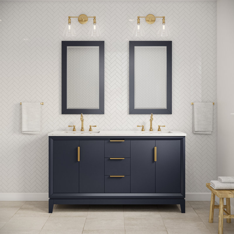 Meuble-lavabo de comptoir en marbre blanc 60 "Elizabeth de Elizabeth avec miroir Elizabeth, Bleu monarque