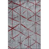 Rapture Gray/Red Geometric Luxury Area Rug
