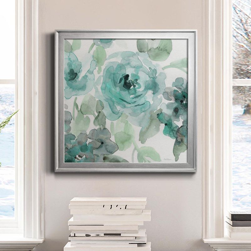 Toile encadrée Belle's Teal II-Premium - prête à être accrochée, Argent, H 17,5 po x l 17,5 po x P 1,5 po