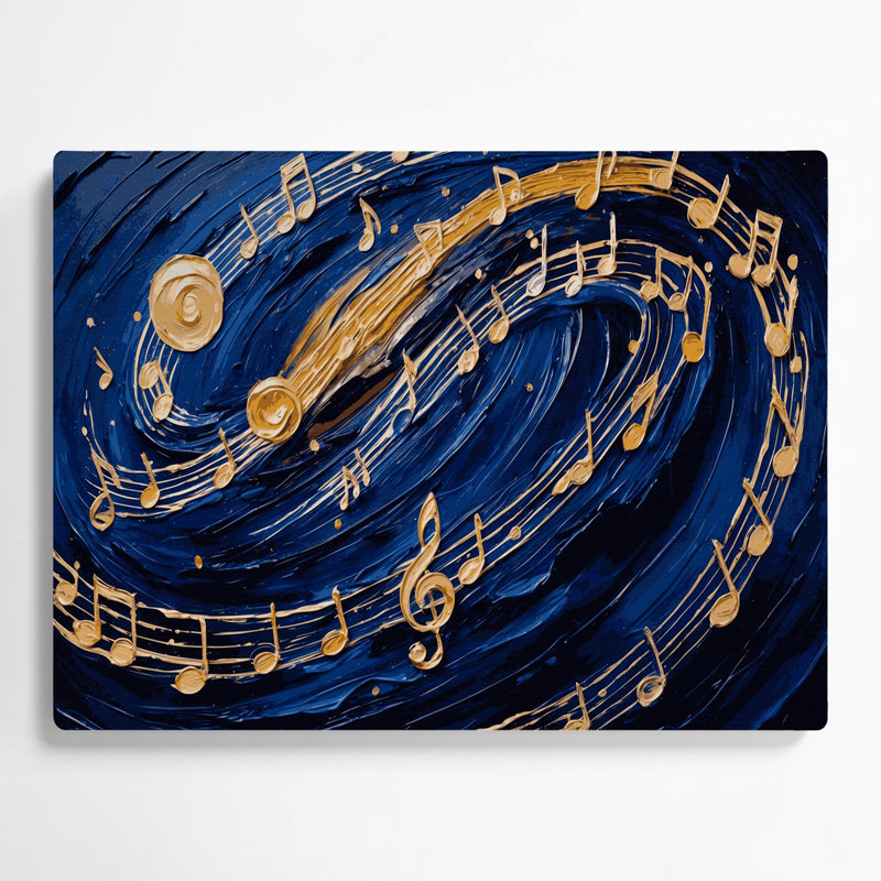 Musique, notes de musique et symboles, art mural en métal bleu, H 24 po x l 36 po