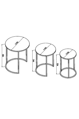 Alya Round Black Metal and Glass Nesting Tables, Set of 3