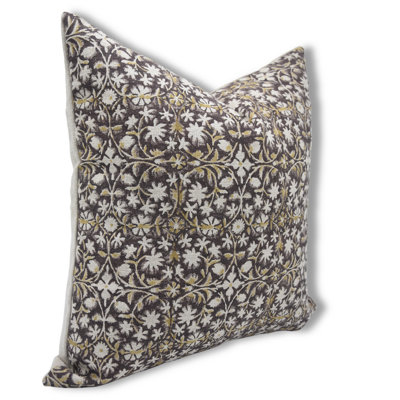 Linen Floral Pillow Cover