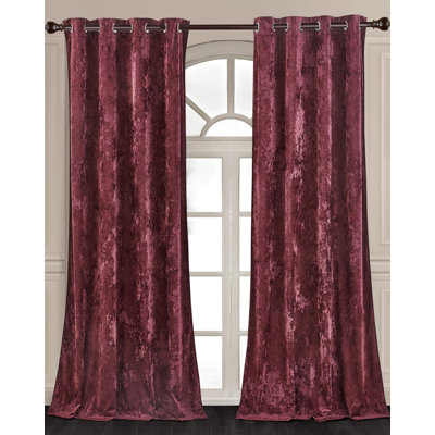 Lux Velvet Crushed Curtains with Grommet Top Curtain Panels Set
