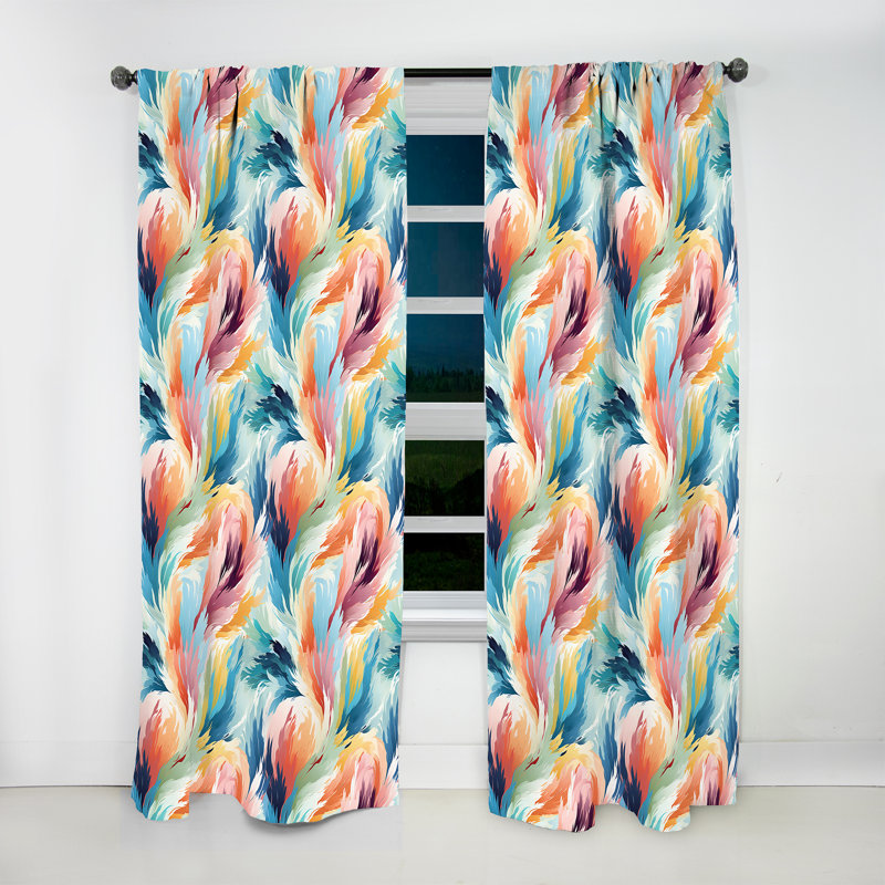 Colorful Ikat Artistry Swirl Mirage I - Vintage Velvet Curtain - Room Darkening - 1 Panel, 52" W x 84" L