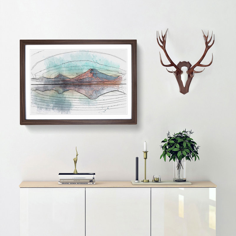 Reflection upon a Lake in Chile in Abstract - Picture Frame Graphic Art Print, 27cm H x 36cm W x 2cm D, Walnut Framed
