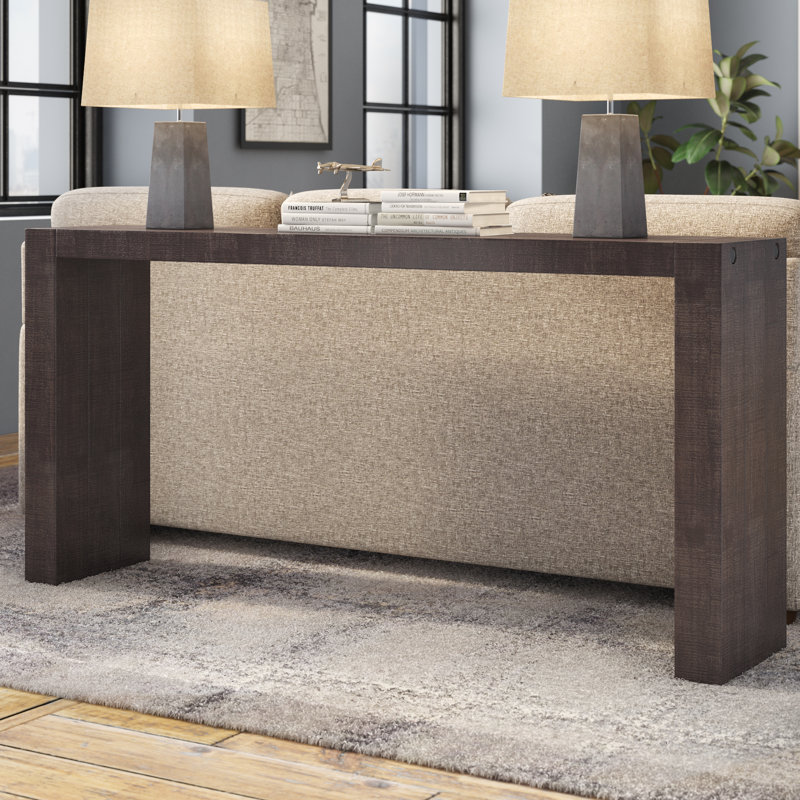 Finnegan 64"W Brown U-Shaped Console Table, Walnut, 36" H x 64" W x 15" D