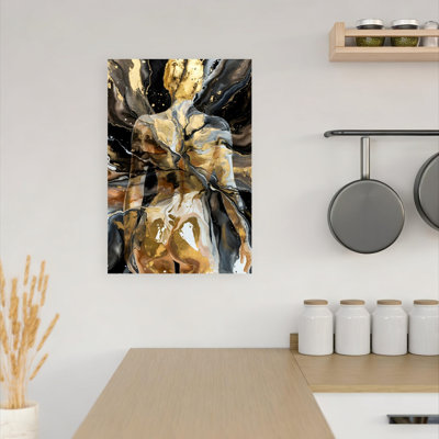 Golden Fluid Body Abstract Elegant Modern Wall Art