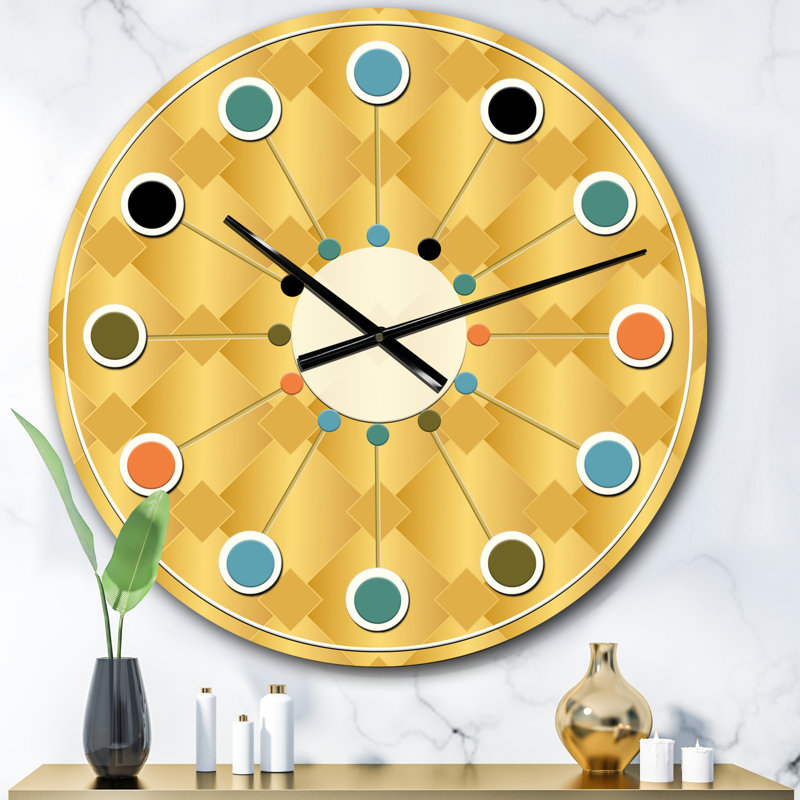 Horloge murale dorée I - Mid-Century, Petit