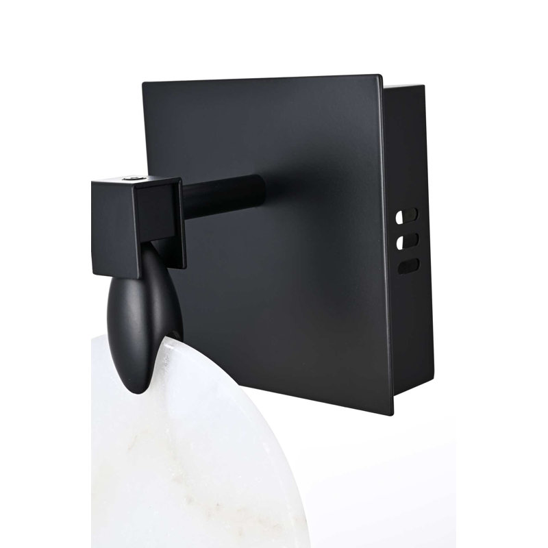 Cambell 6 inch Alabaster Wall Sconce in Black, Black