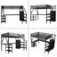 Lit mezzanine double avec bureau en L et port USB pour enfants, adolescents, adultes-1538158776