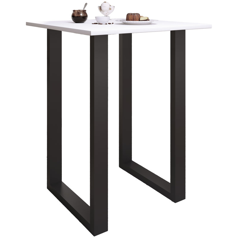 Xona 80 x 50cm Bar Table, Matt brushed nickel, Natural, 102cm H x 80cm W x 80cm D